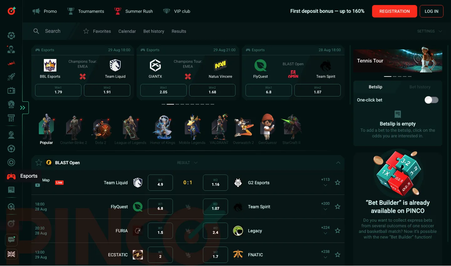 Pinco casino esports